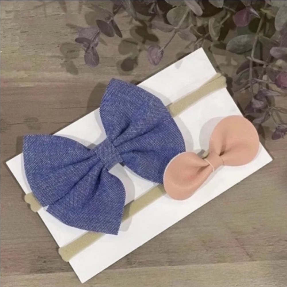 3/$20 🔷 Blue & Pink Baby Girls Bow Headbands
